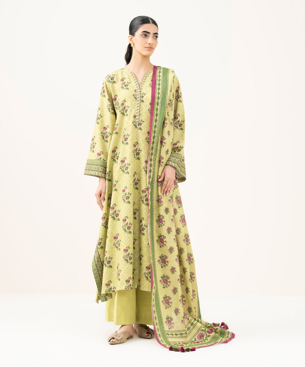 Women's Unstitched Printed Khaddar Multi 3 Piece Suit