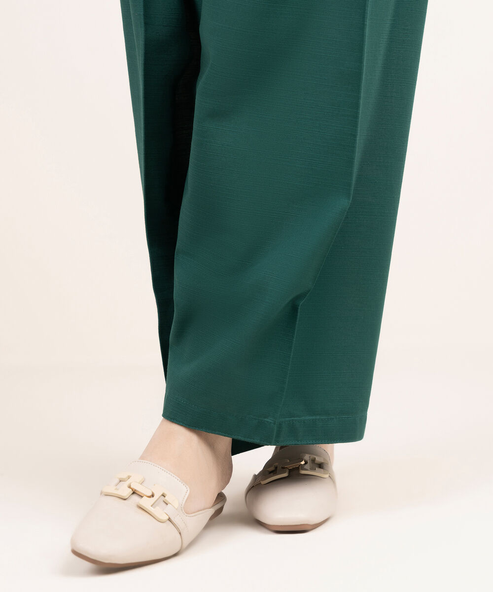 Women's RTW Khaddar Solid Green Shalwar