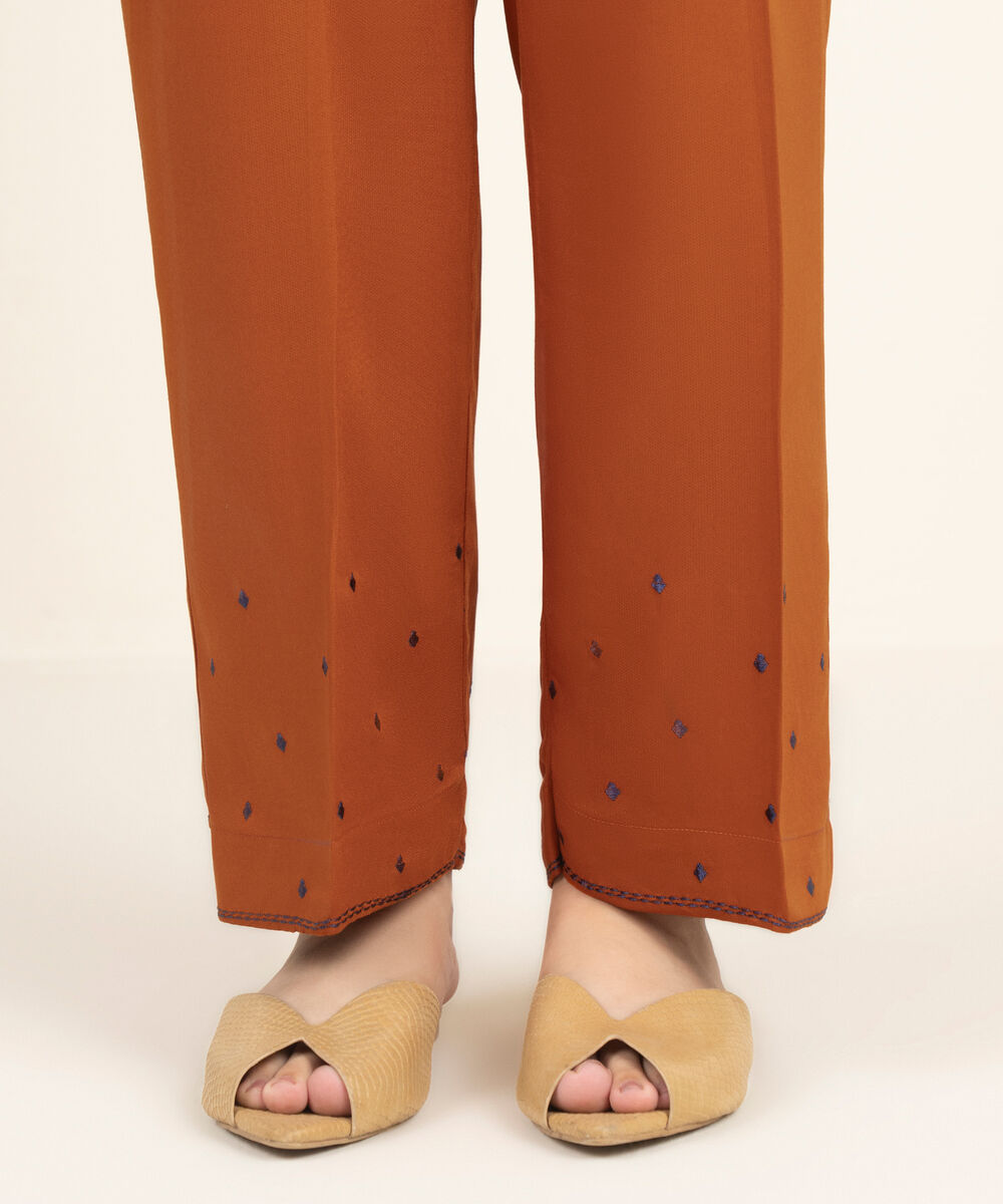 Women's RTW Bedford Embroidered Rust Straight Pants