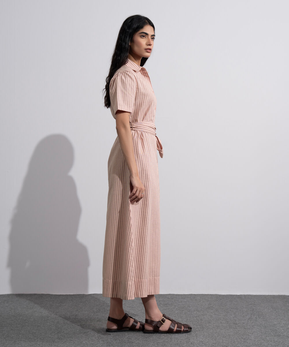 Women's Multi Linen Blend Striped Dress