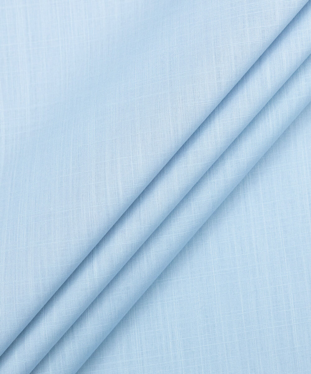 Men's Unstitched Two-Piece Soft Blue Premium Slub Cotton Suit