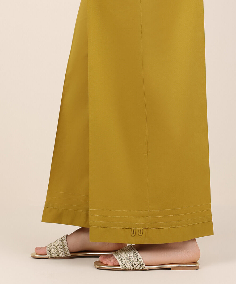 Women's RTW Cambric Yellow Solid Culottes
