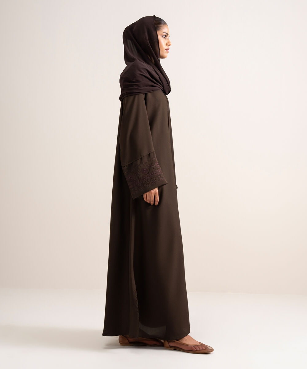 Women's Dark Brown Regular Abbaya Set