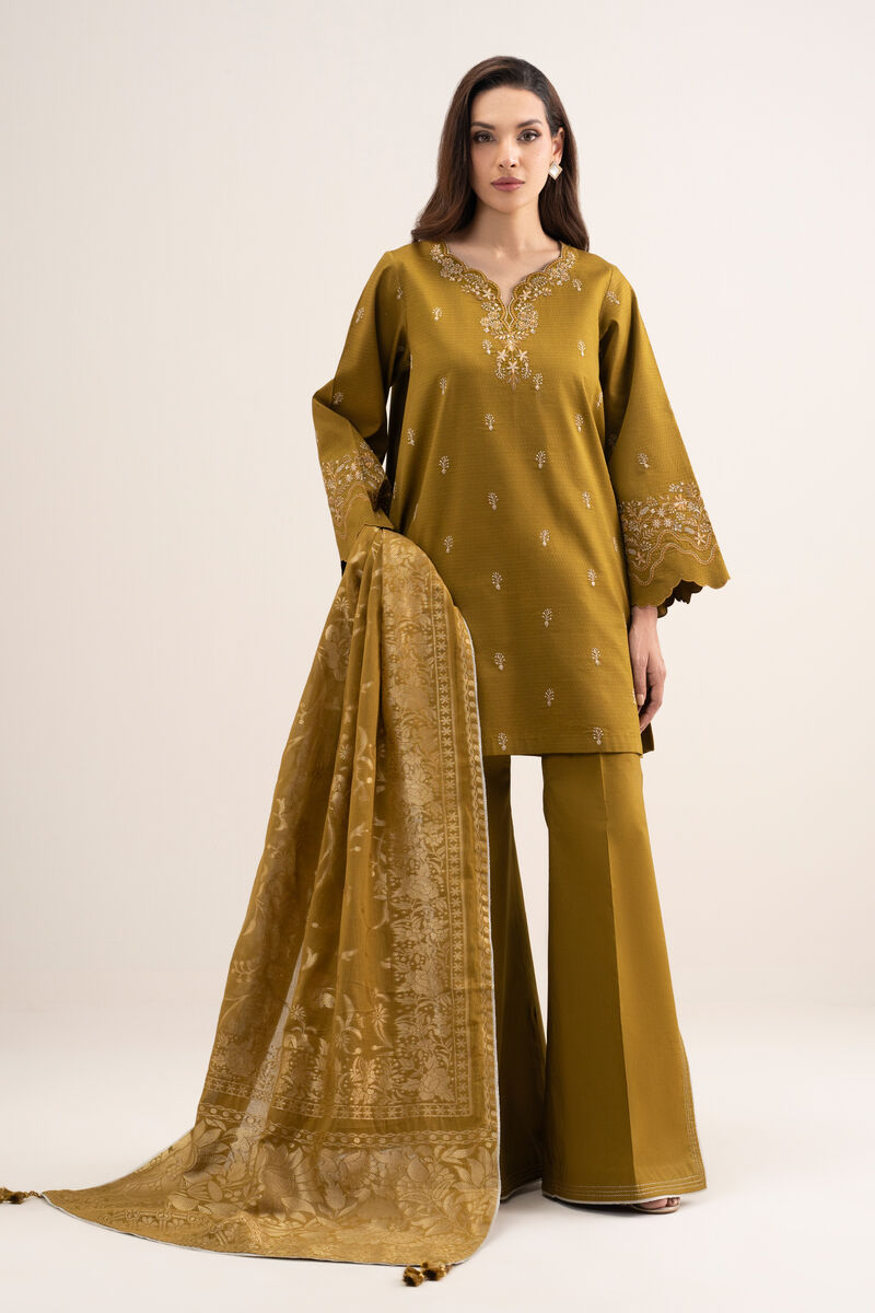 3 Piece - Embroidered Dobby Suit