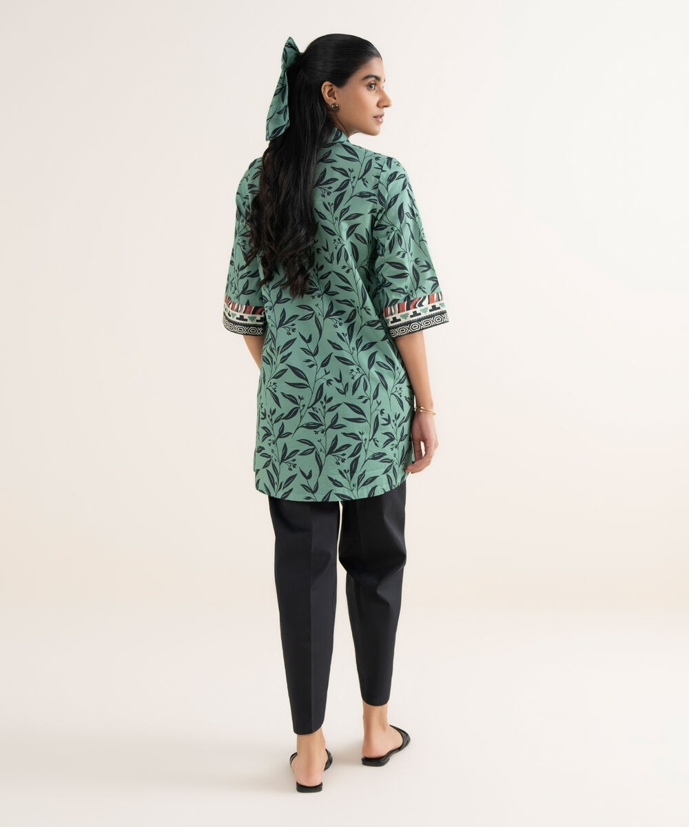 Women's Unstitched Lawn Printed Green Shirt