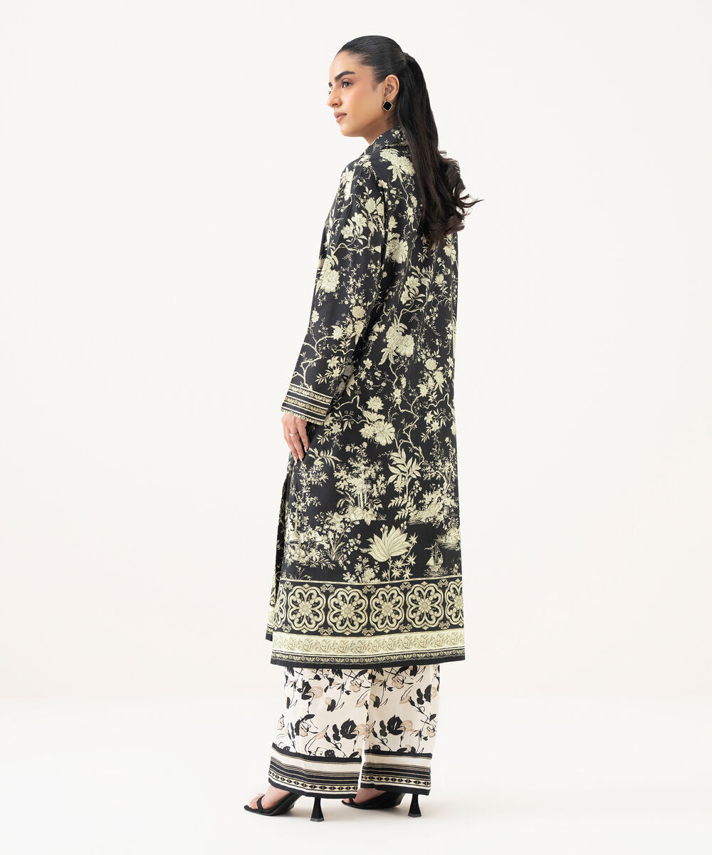 Women's RTW Lawn Printed Black Straight Shirt