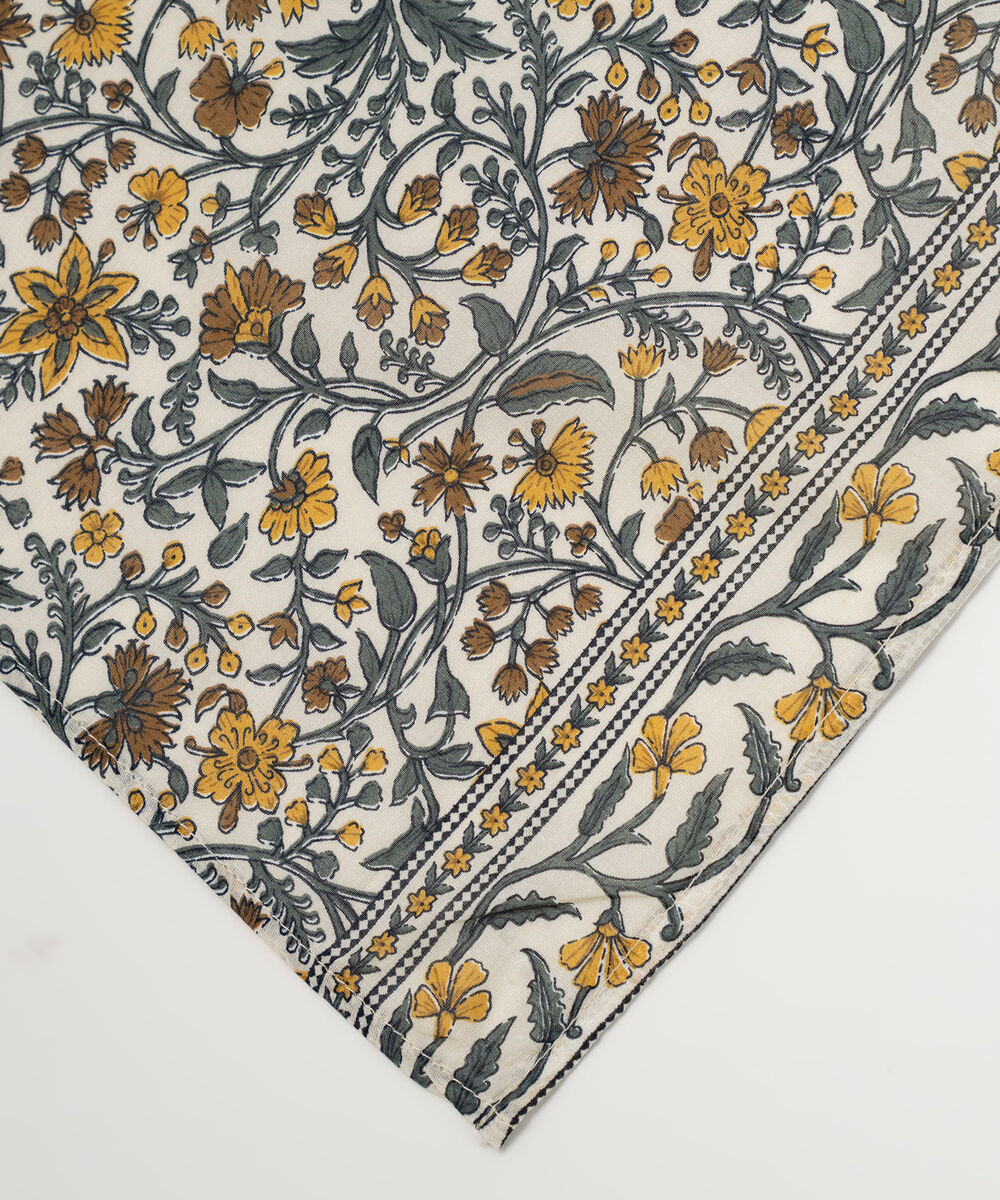 Lawn Printed Cream White Dupatta