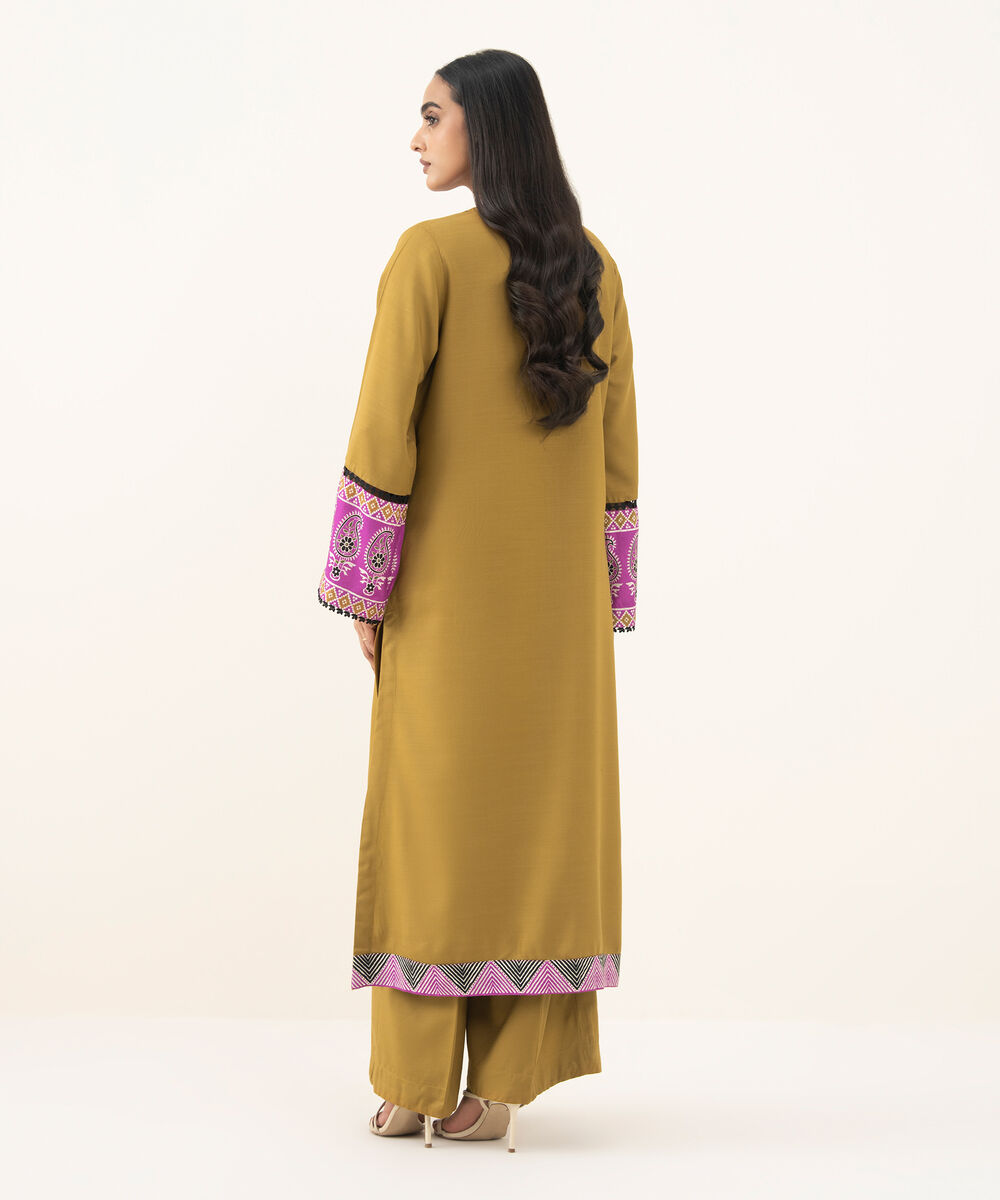 Women's RTW Herringbone Solid Brown A-Line Shirt