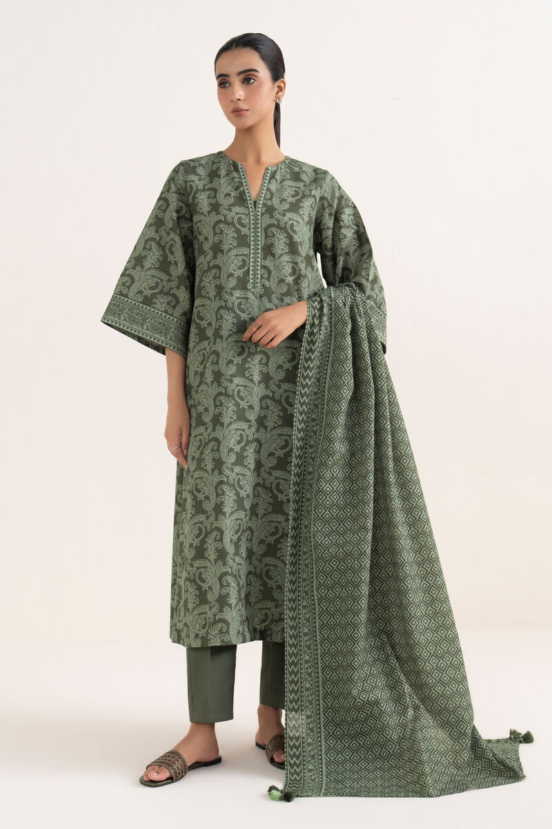 3 Piece - Printed Light Khaddar  Suit