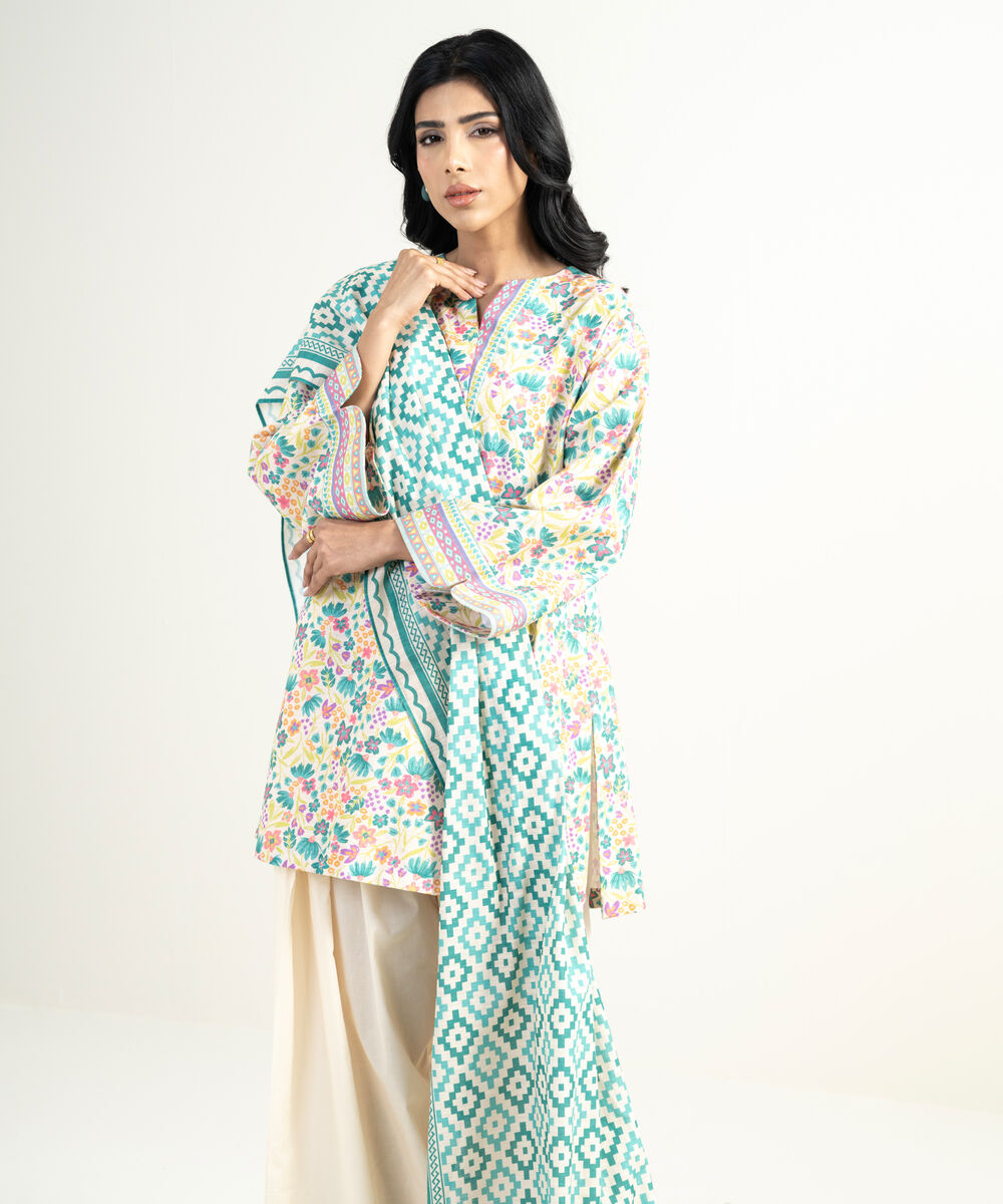 Women's Unstitched Lawn Multi Embroidered 3 Piece Suit