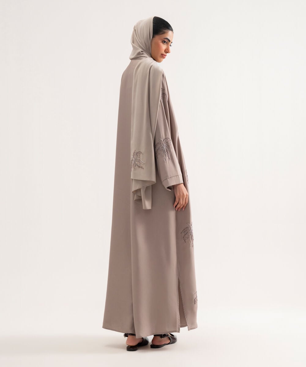 Women's Polyester Dusty Lilac Regular Abaya Set