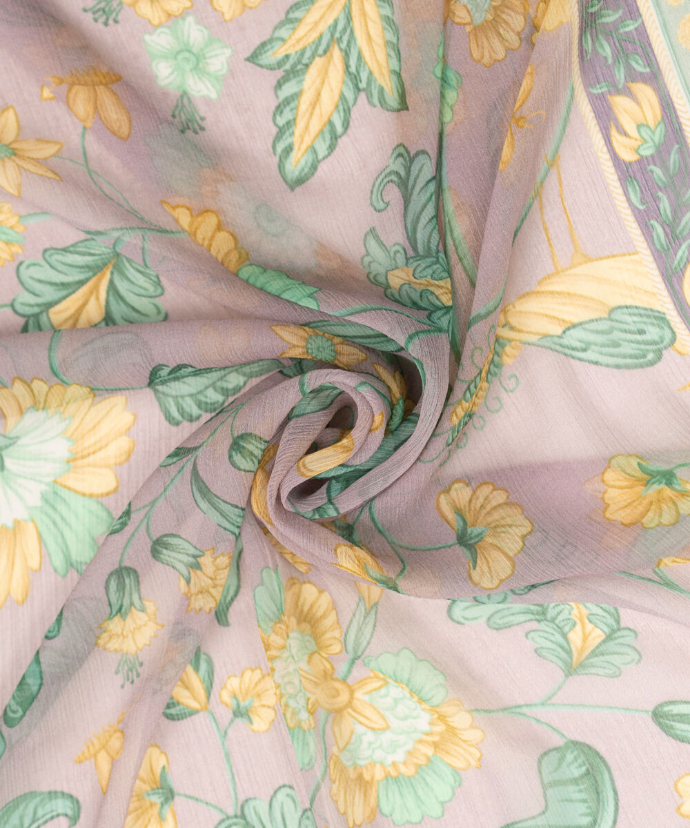 Blended Chiffon Printed Purple Dupatta