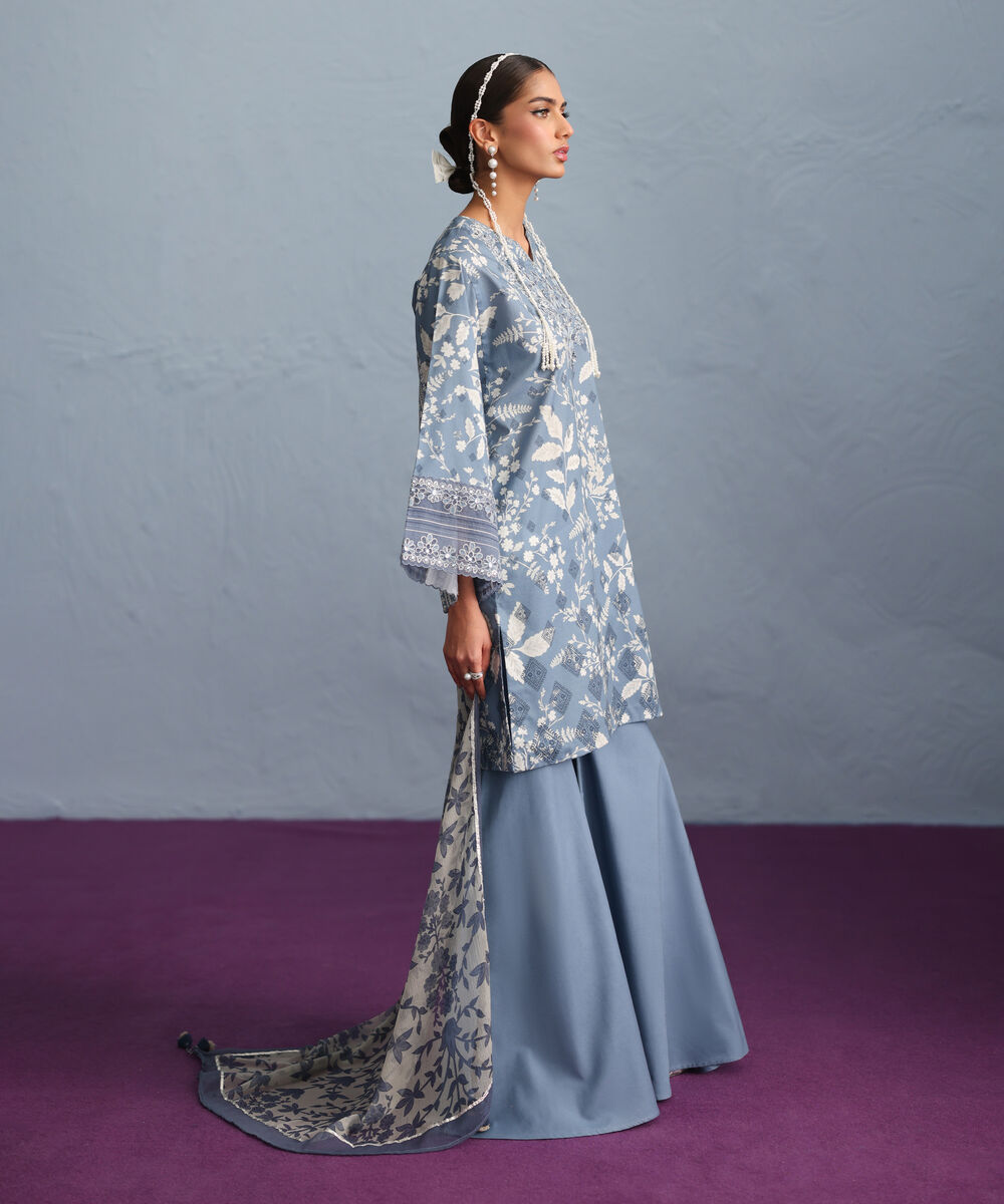 Women's Unstitched Lawn Embroidered Multi Three Piece Suit