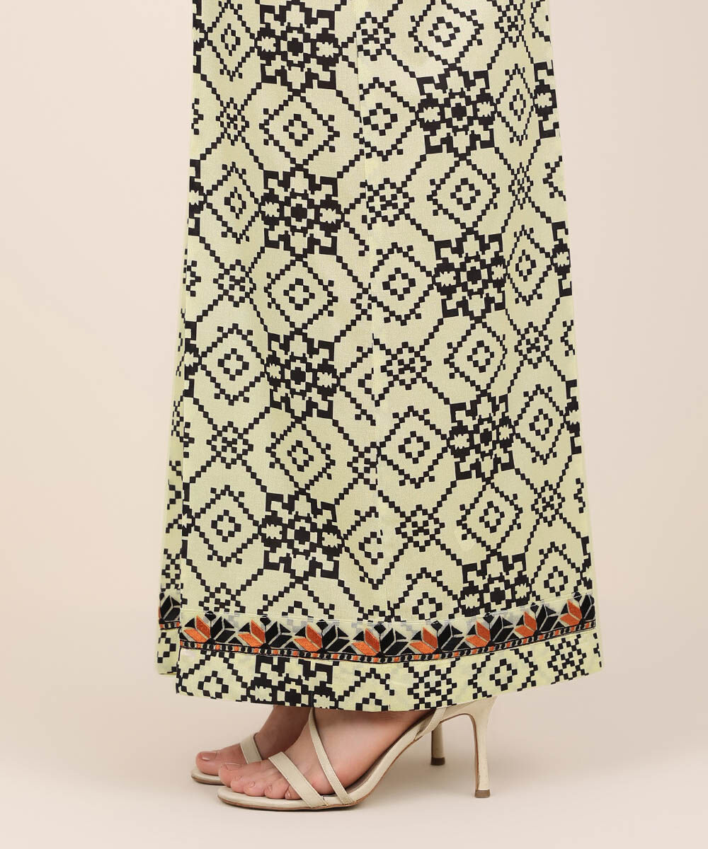 Women's RTW Cotton Viscose Multi Embroidered Flared Pants