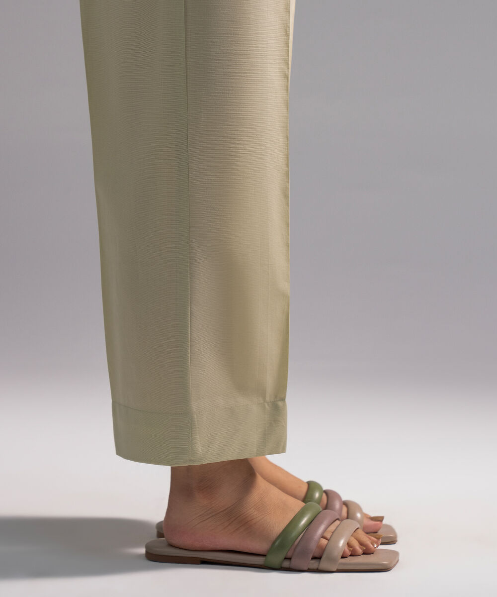 Women's RTW Cambric Solid Mint Green Straight Pants