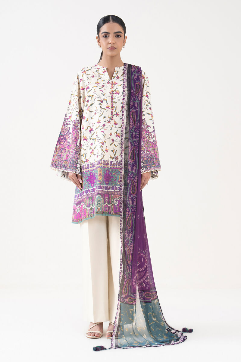 3 Piece - Printed Linen Suit