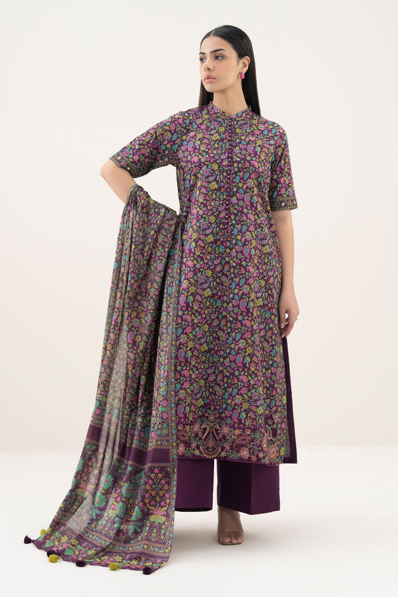 3 Piece - Embroidered Cotton Suit