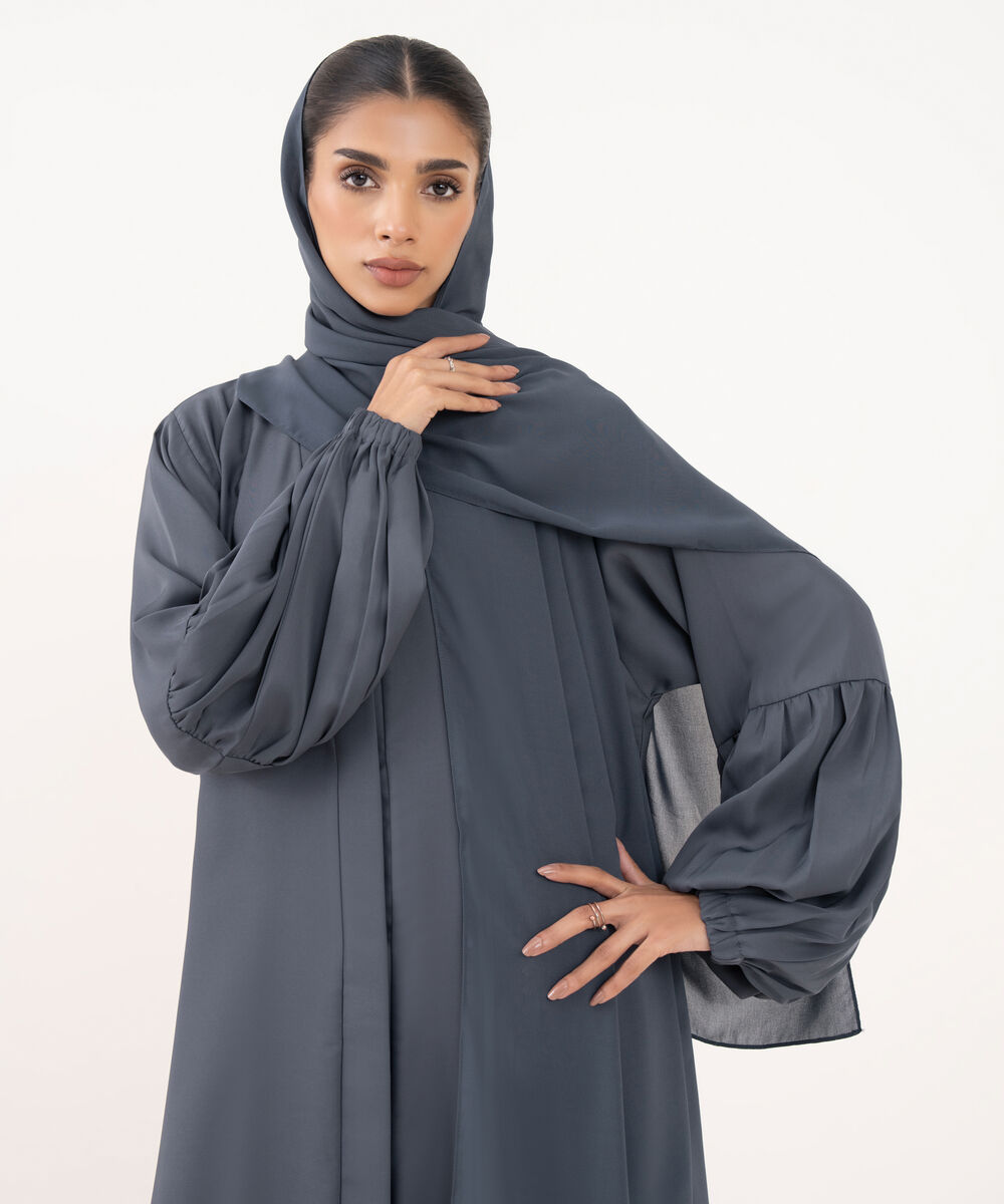 Women's Blue Polyester Abaya Set