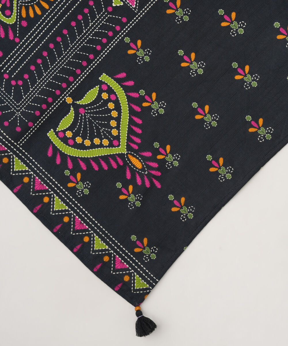 Light Khaddar Printed Black Dupatta