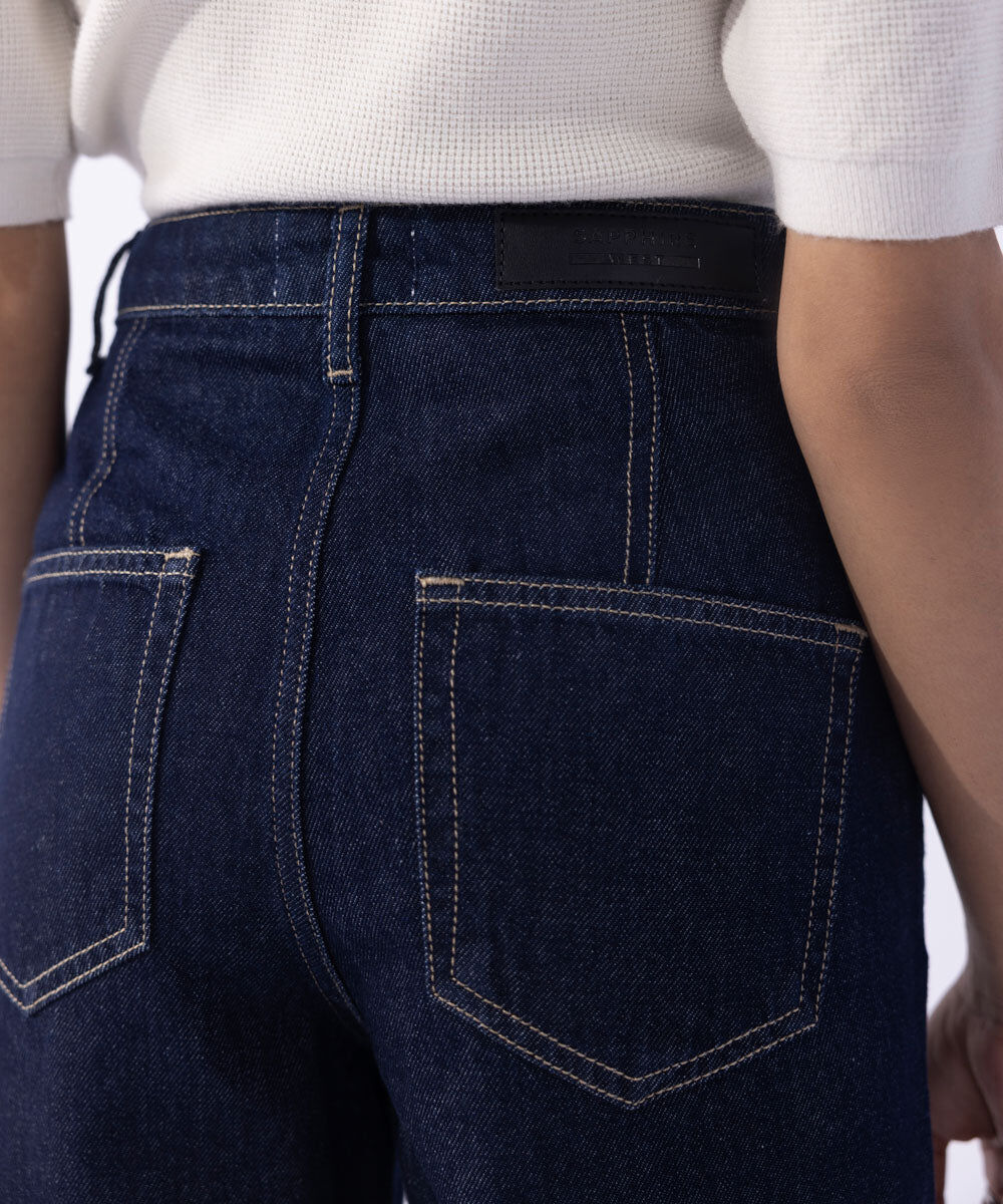 Woman - Blue Straight Fit Denim with Turn-Up Hem