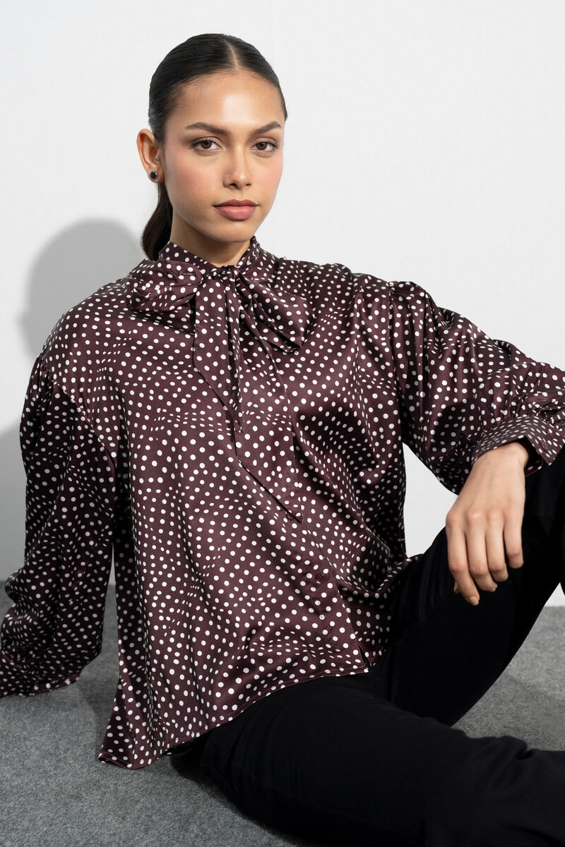 Polka Dot Satin Blouse