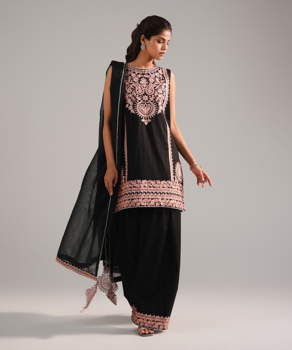 Women's RTW Leno Kara Embroidered Black 3 Piece Suit