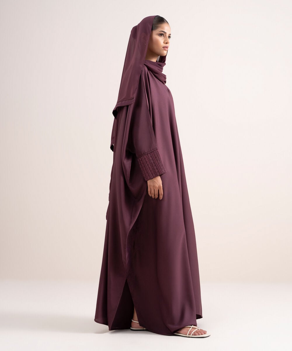 Women's Burgendy Kaftaan Abbaya Set