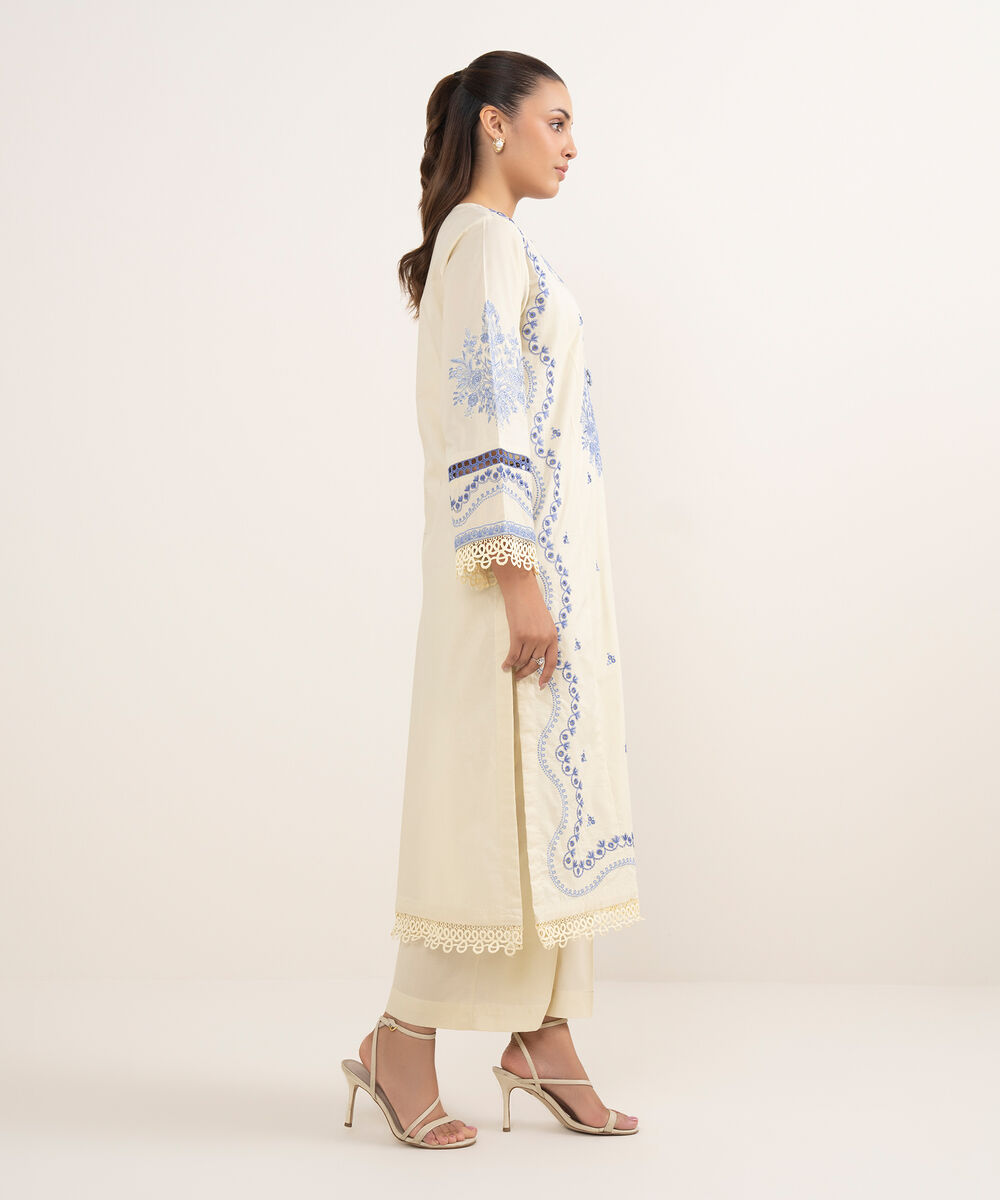 Women's RTW Cambric Off White Dyed Aline Shirt