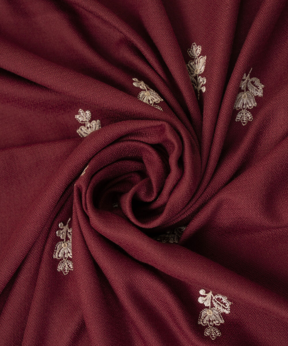 Dobby Embroidered Maroon Dupatta