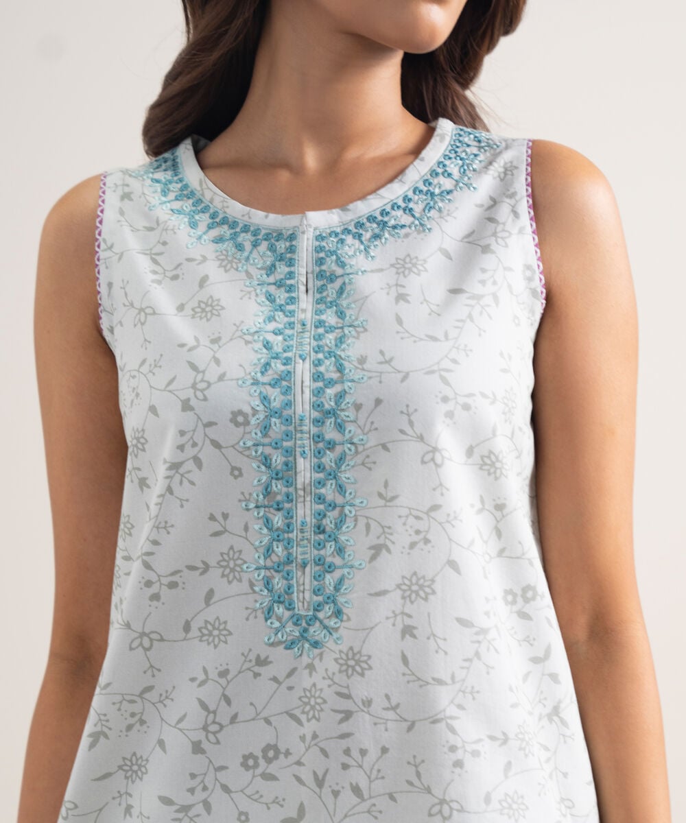 Women's Unstitched Lawn Embroidered Grey