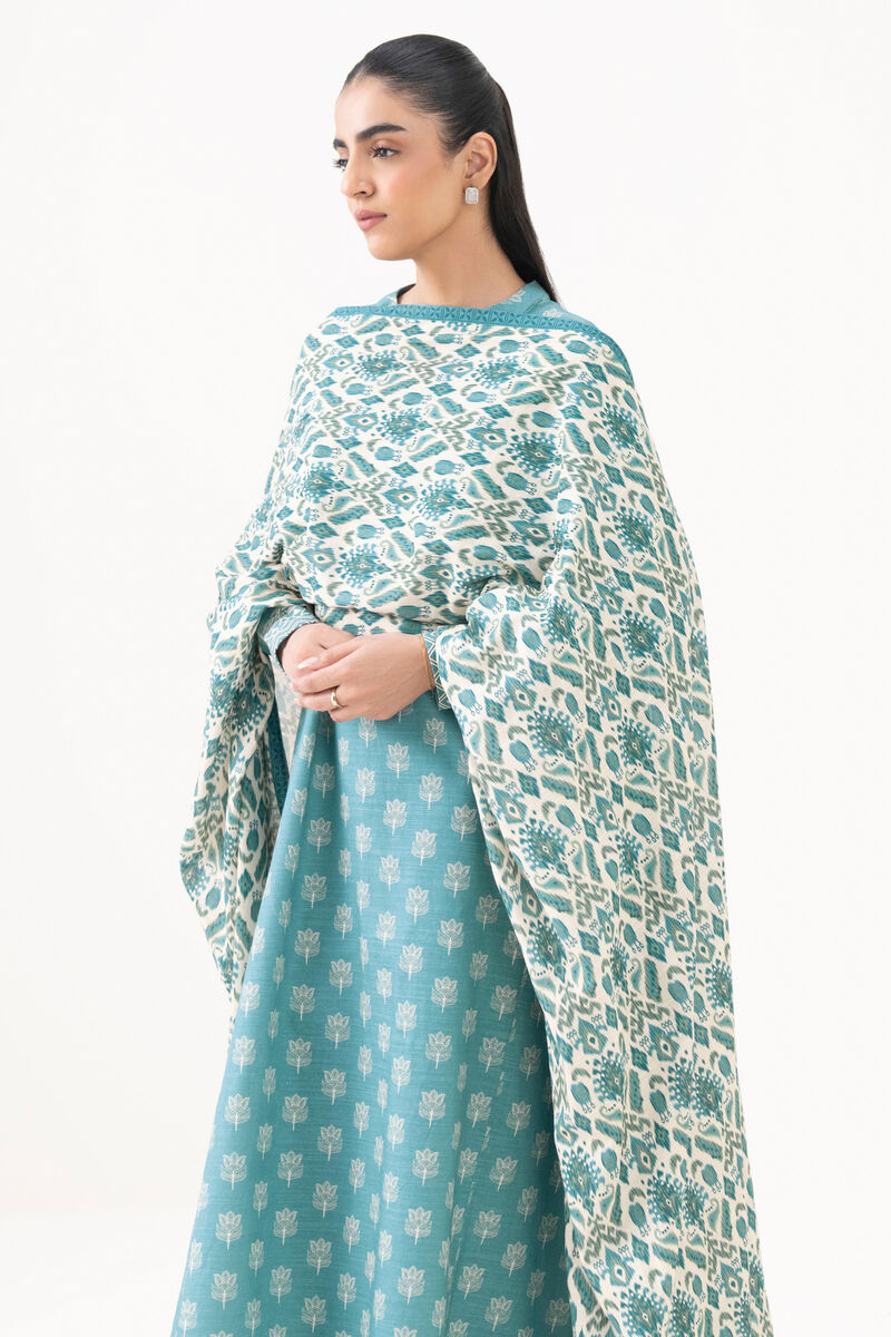 3 Piece - Printed Khaddar Suit