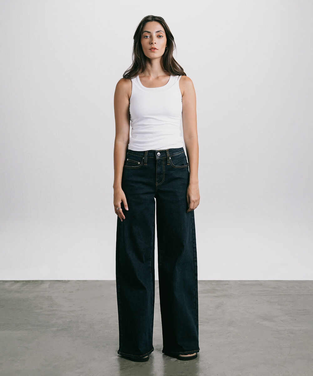 Women's Western Wear Blue High Rise Wide Leg Jeans