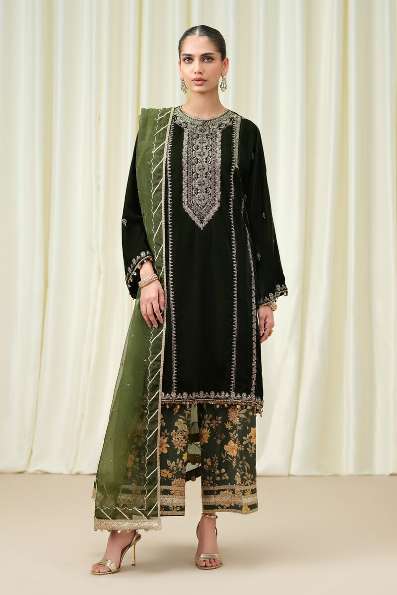 3 Piece - Embroidered Velvet Suit