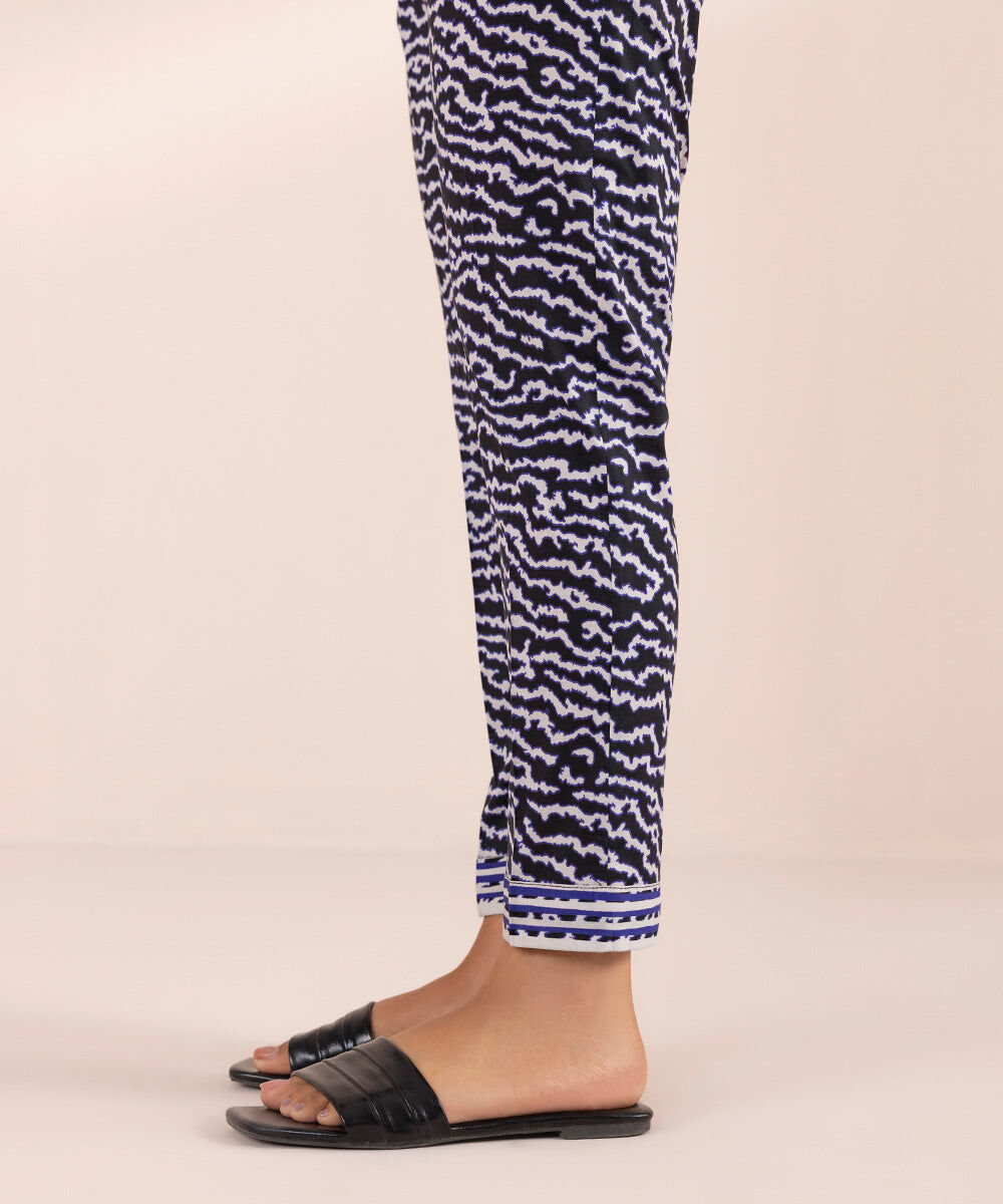 Women's Pret Stretch Lawn Black Printed Cigarette Pants