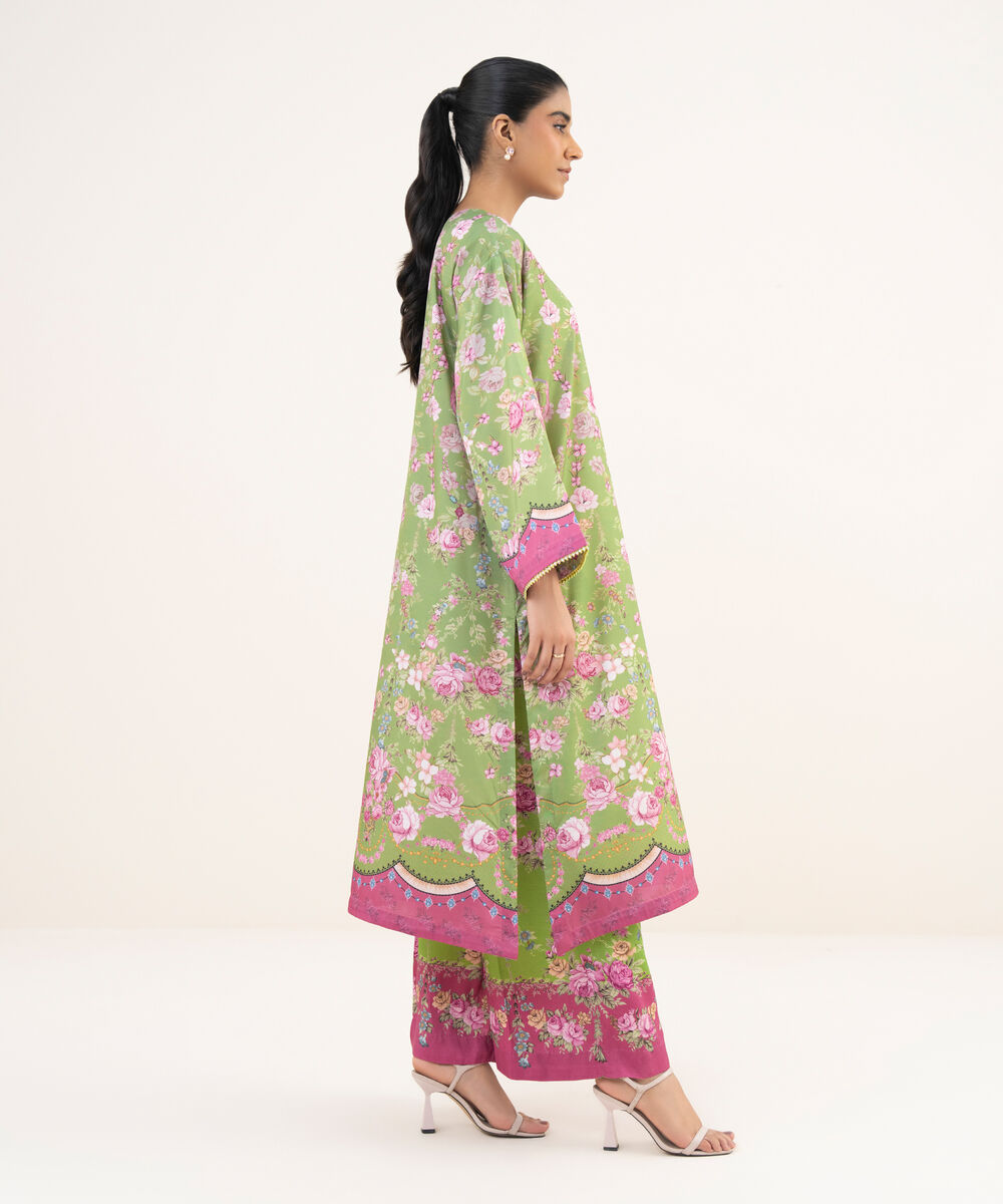 Women's RTW Blended Grip Green Printed A-Line 2 Piece Suit