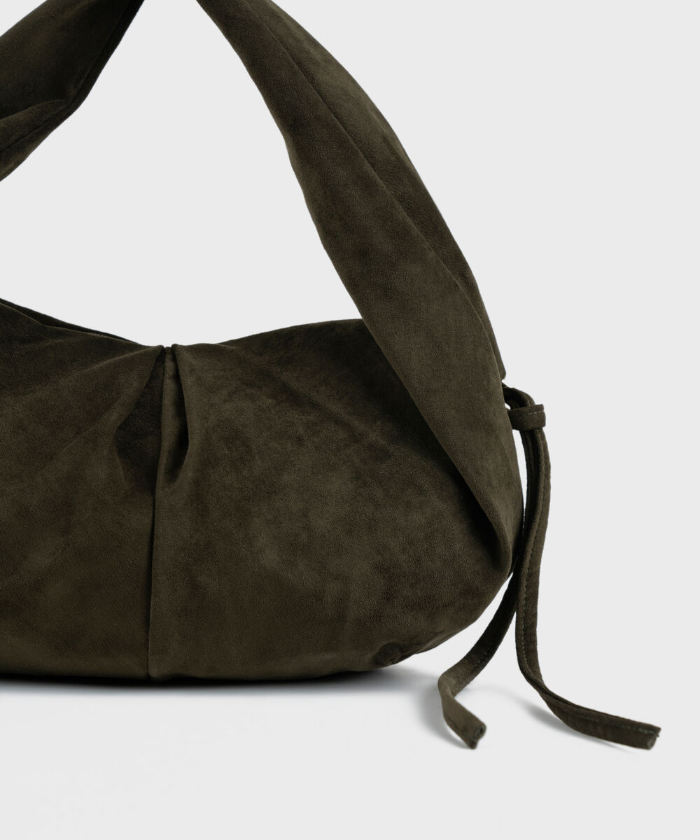 Women's Olive Green Shoulder Bag With Zip Clouser
