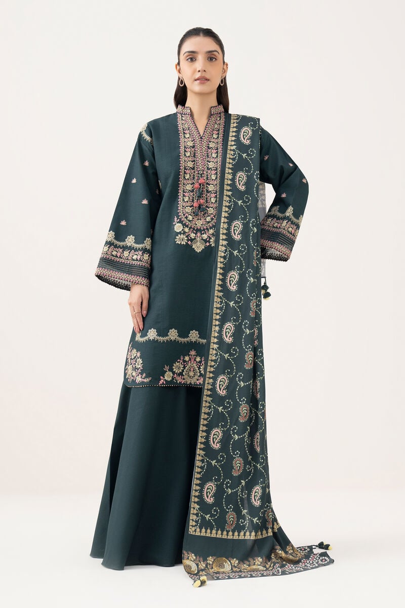 3 Piece - Embroidered Light Khaddar  Suit