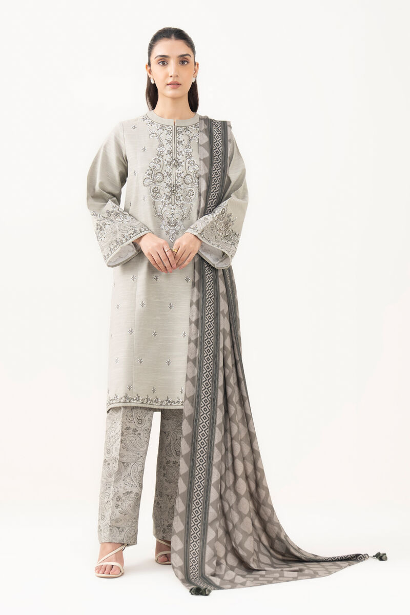 3 Piece - Embroidered Light Khaddar Suit