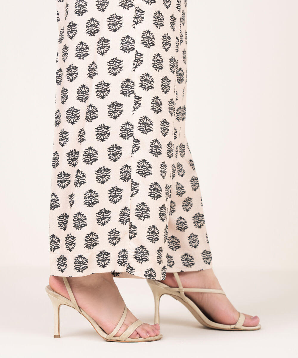 Women's RTW Dobby Printed Off White Culottes