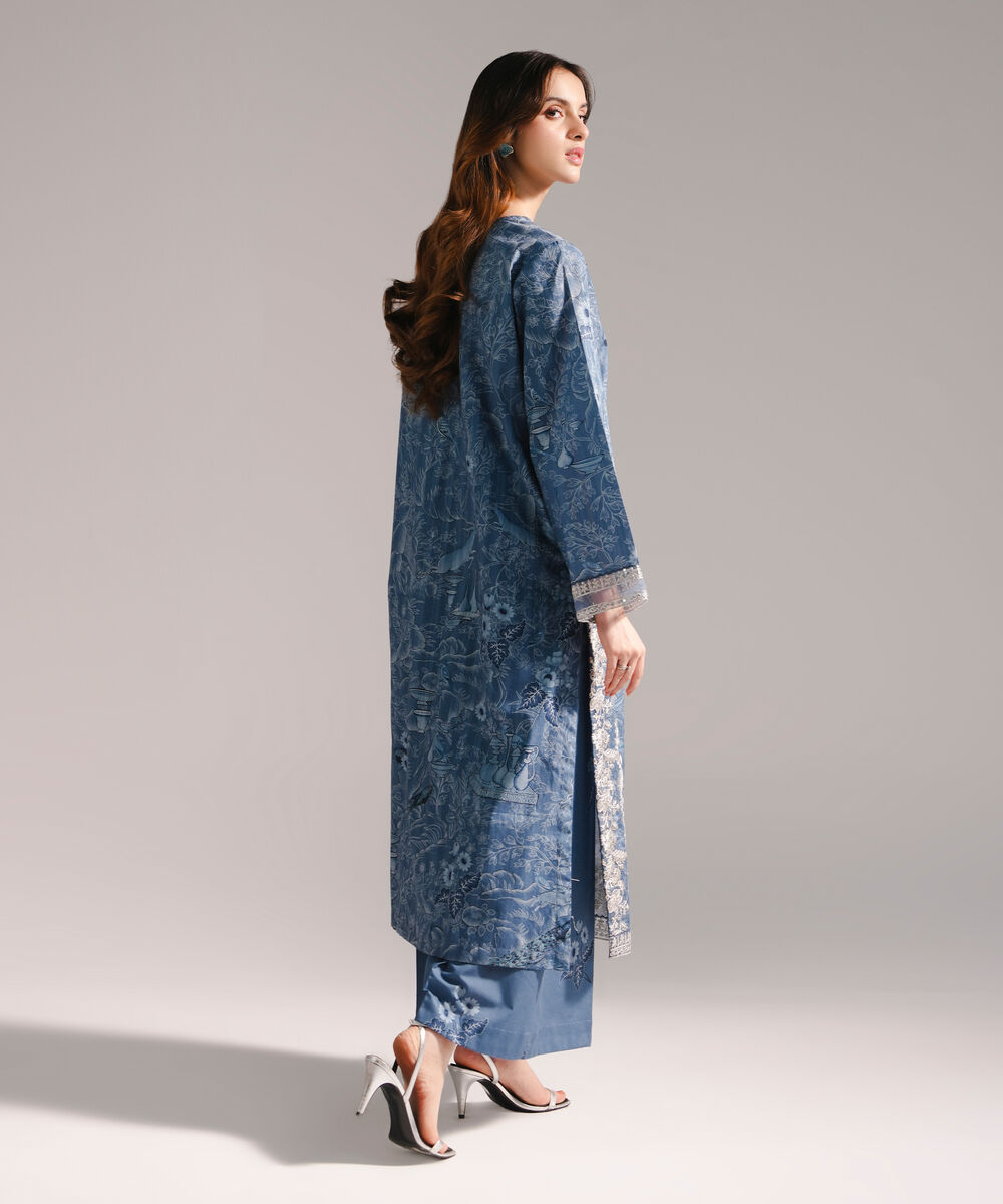Women's RTW Leno Kara Embroidered A-Line Blue Shirt