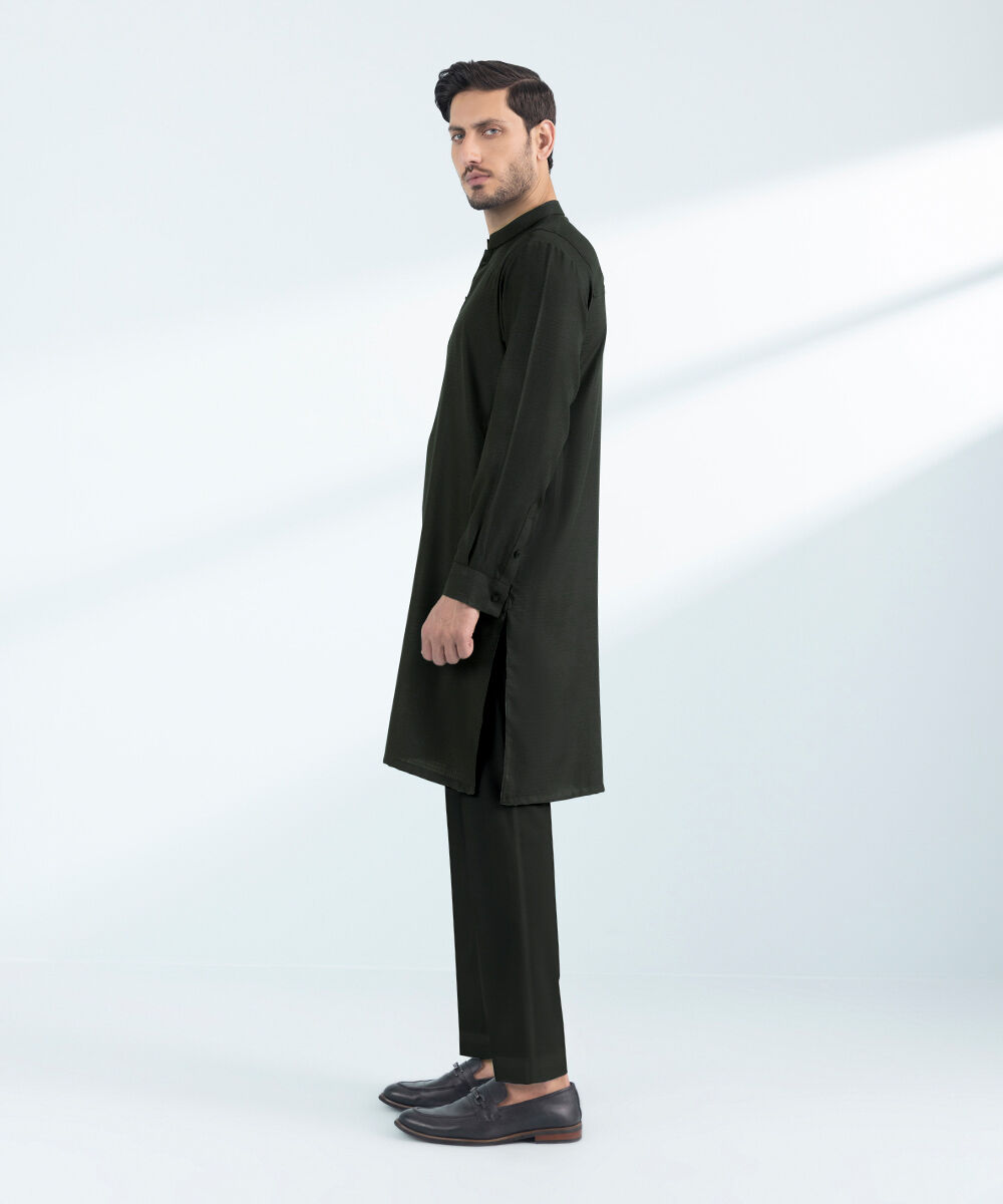 Men's Stitched 2 PC Black Dobby Suit