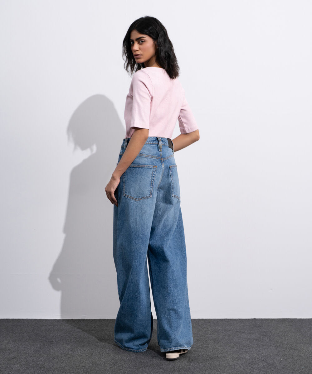 Women's Pink Square Neck Ribbed Top