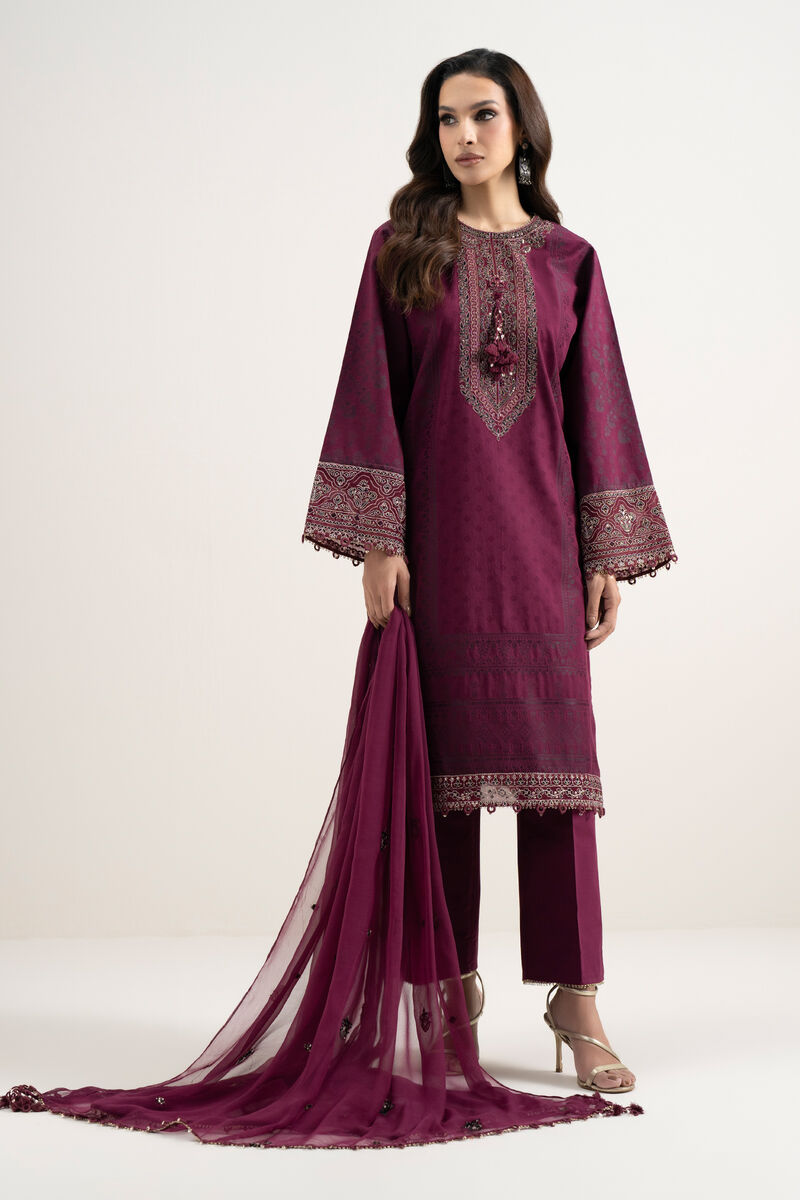 3 Piece - Embroidered Jacquard Suit