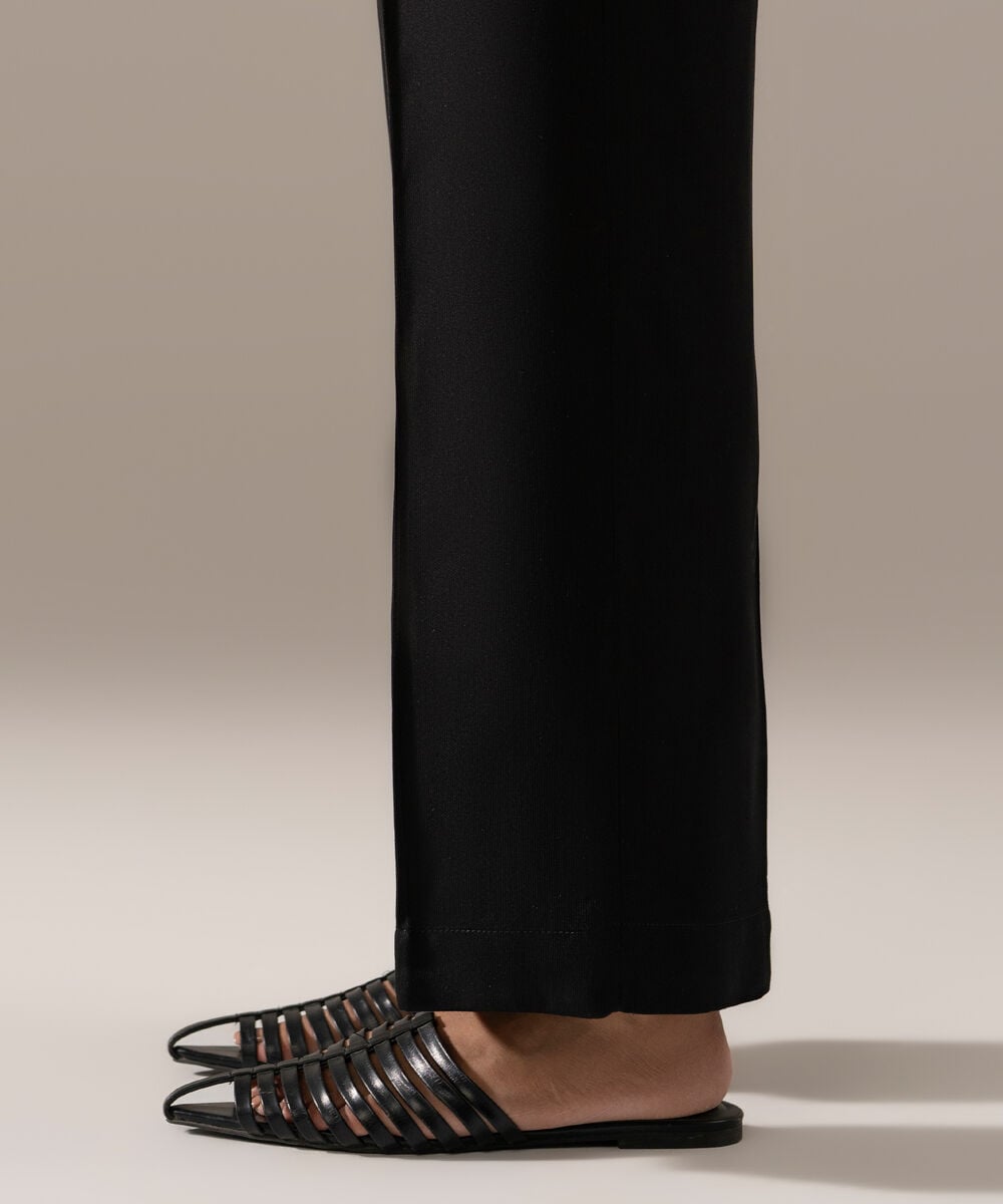 Women's RTW Bedford Solid Black Straight Pants
