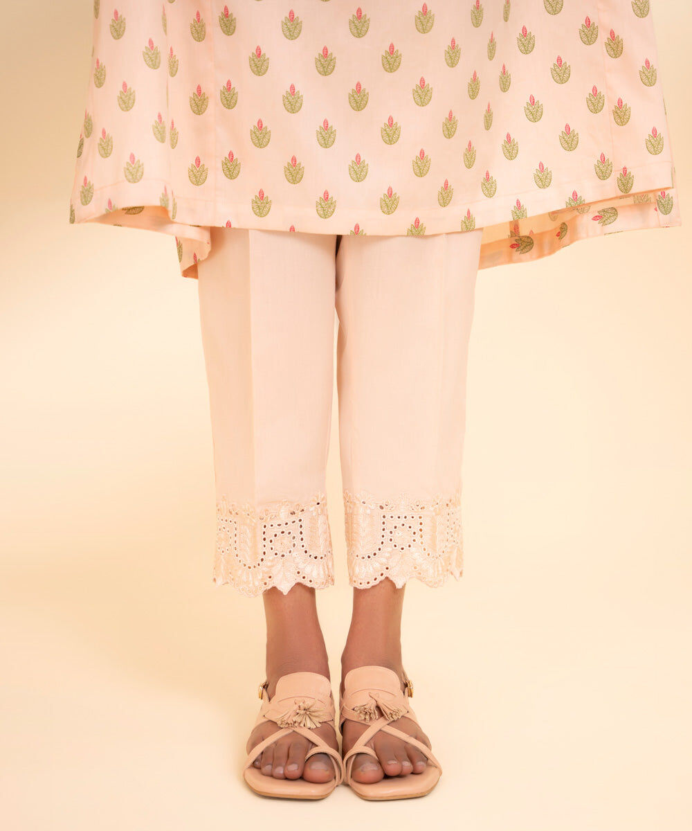 Women's Pret Luxury Satin Pink Solid Cigarette Pants