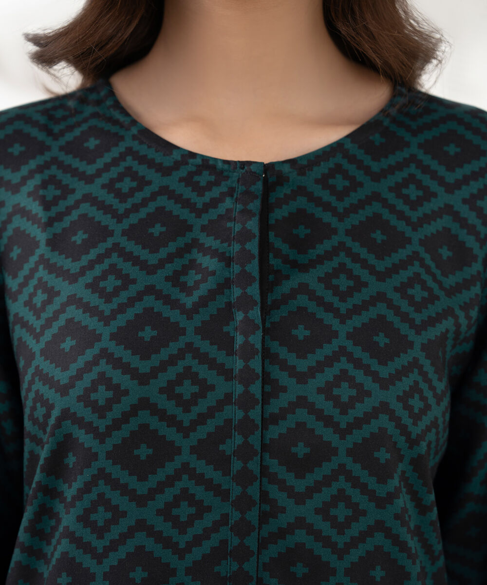 Women's RTW Viscose Linen Printed Straight Blue Shirt