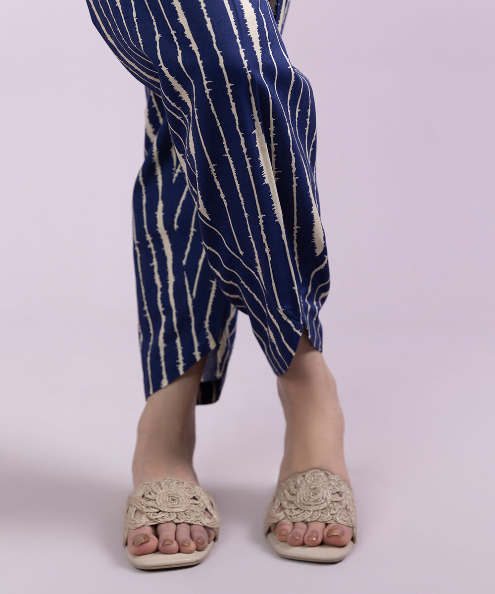 Women's Pret Cambric Printed Purple Shalwar