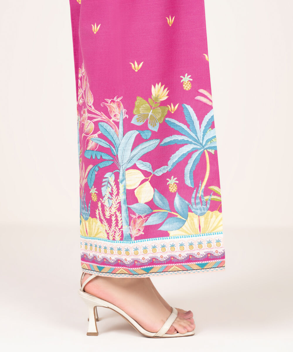Women's RTW Light Khaddar Printed Pink Culottes