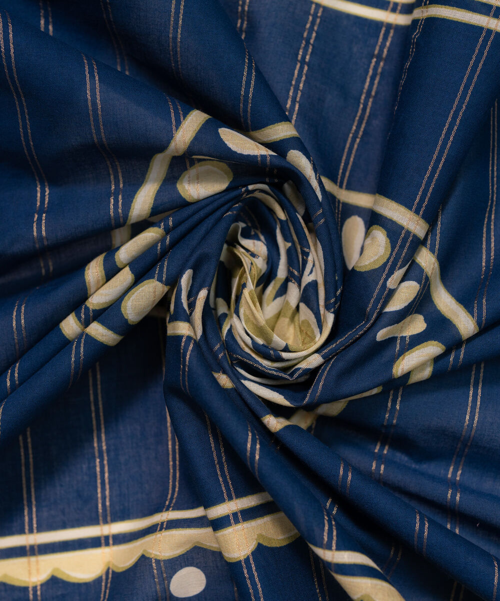 Zari Lawn Printed Dark Blue Dupatta