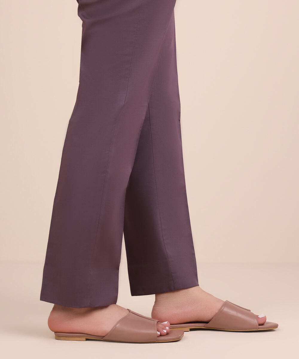 Unstitched Women's Purple Cotton Trousers